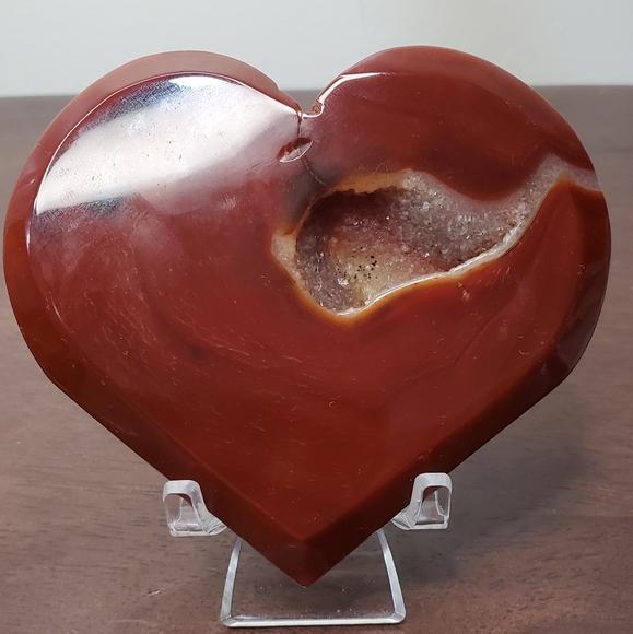 Carnelian Crystal Heart With Druzy - Picture 4 of 9